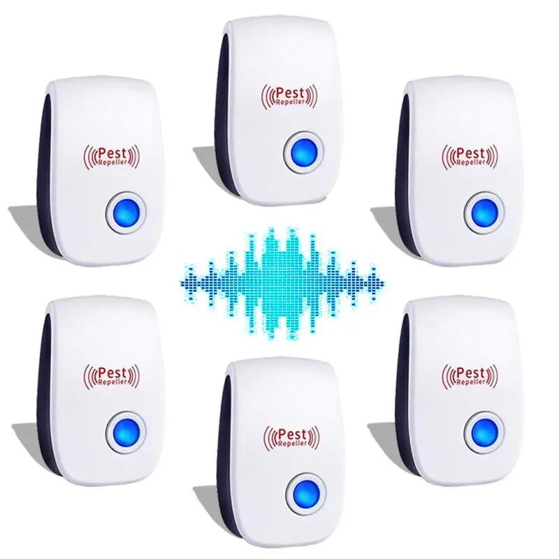 6-Pack TLK Ultrasonic Pest Repeller - Plug-In Electronic Repellent For Mice, Roaches, Bugs - Indoor Use