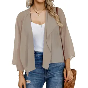 Womens Summer Tops Short Shrugs Kimono Cardigans Casual Chiffon Bolero Jackets 2026