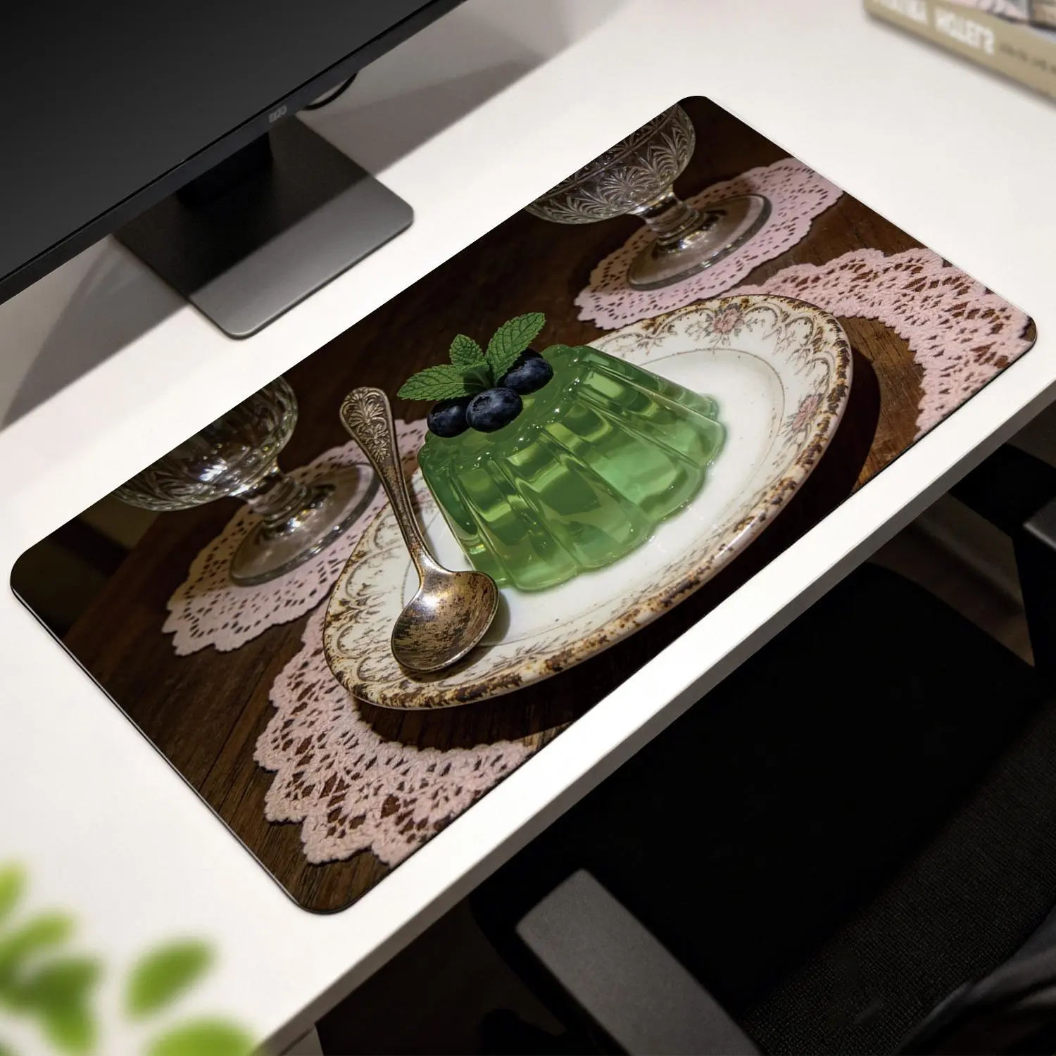 LIVEKEY 31.5x15.75in Green Jelly Dessert Gaming Mouse Pad - Ultra-Soft Surface, Non-Slip Base, Reinforced Edges, Large Desk Mat Made for Gaming, Laptop & Office Use, Gaming Mouse Pads