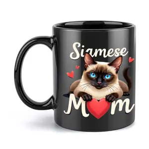 Siamese Cat Mom Funny Mug - 11oz Ceramic Coffee Cup, Sentimental Birthday & Holiday Gift for Cat Lovers, Cute Decorative Office Mug