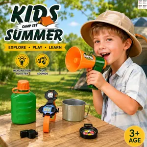 Backyard Explorer Role Play Set, Outdoor Fun Adventure, Amplifier Horn Camping Hat Gear, Kids Educational Toy, 3+ Years, Birthday Gift ,camping toys, camping set,kids tent,camping