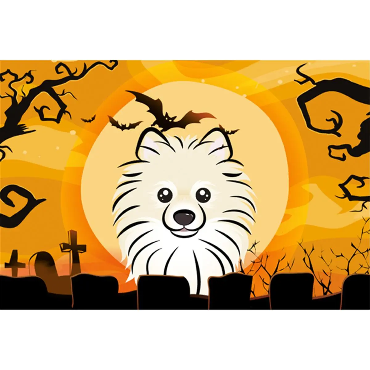 Halloween Pomeranian Printed Rectangle Placemat, 11 l x 0.01 w x 18 h in Kitchen Tableware Accessory, Washable in Clothes Washer, Add Artwork Feature