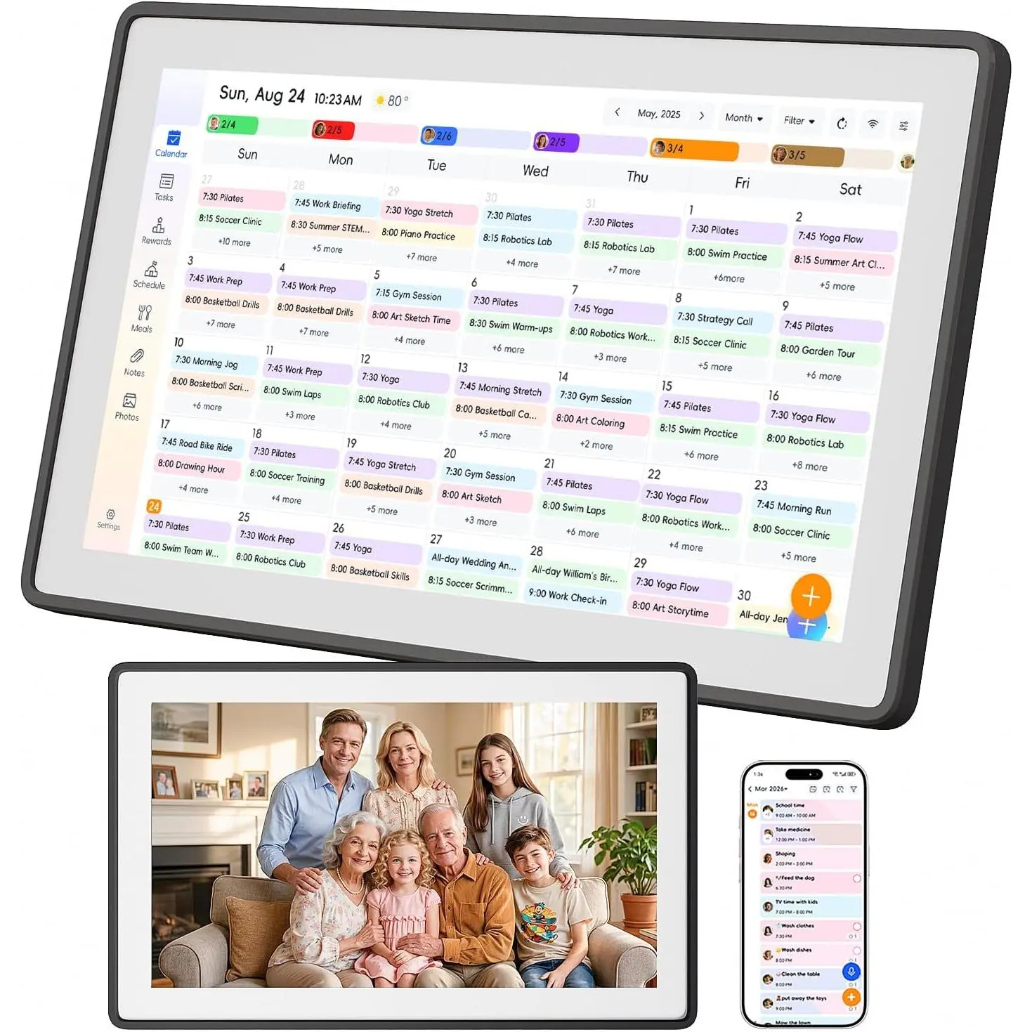 15.6" Digital Family Calendar & Family Command Center – Subscription-Free Wall Planner with Shared Schedules, Chore Chart & Digital Photo Frame, Syncs with Google, iCloud & Outlook