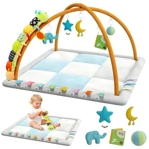 Kidmoze 5-in-1 Baby Play Mat & Sensural Caterpillar  | Tummy Time Essential for Infant Development & Early Learning, Washable Play Mats for Infant, Non Slip Play Mat Padded Play Mat Foam Mat Sensory Board summervibes music toy, Nursery Development Mat out