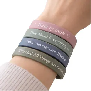 Christian Faith Bracelet – Bible Verse Silicone Bracelet | Walk by Faith Pray About Everything Inspirational Wristband