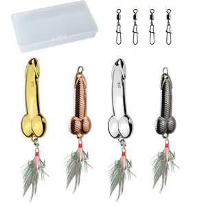 2pcs Fishing Bait Gag Gifts for Fishing Lovers Surface Fishing Lures Fishing Spoon with Feather Trident Hooks Suitable for Freshwater and Saltwater