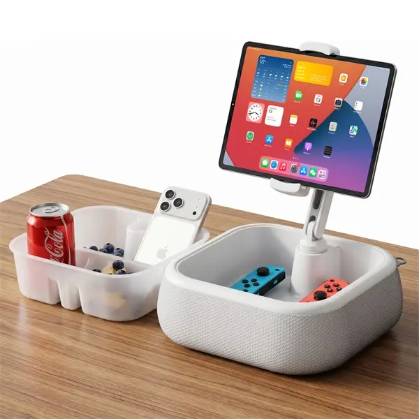 Viozon Kindle Stand Holder, Tablet Phone Holder, 2-in-1 EPP Foam Floating Bathtub Caddy with Detachable Snack Bowl, 360° Mount for Bed/Sofa, Compatible with iPad iPhone Kindle 4.7-13" Devices