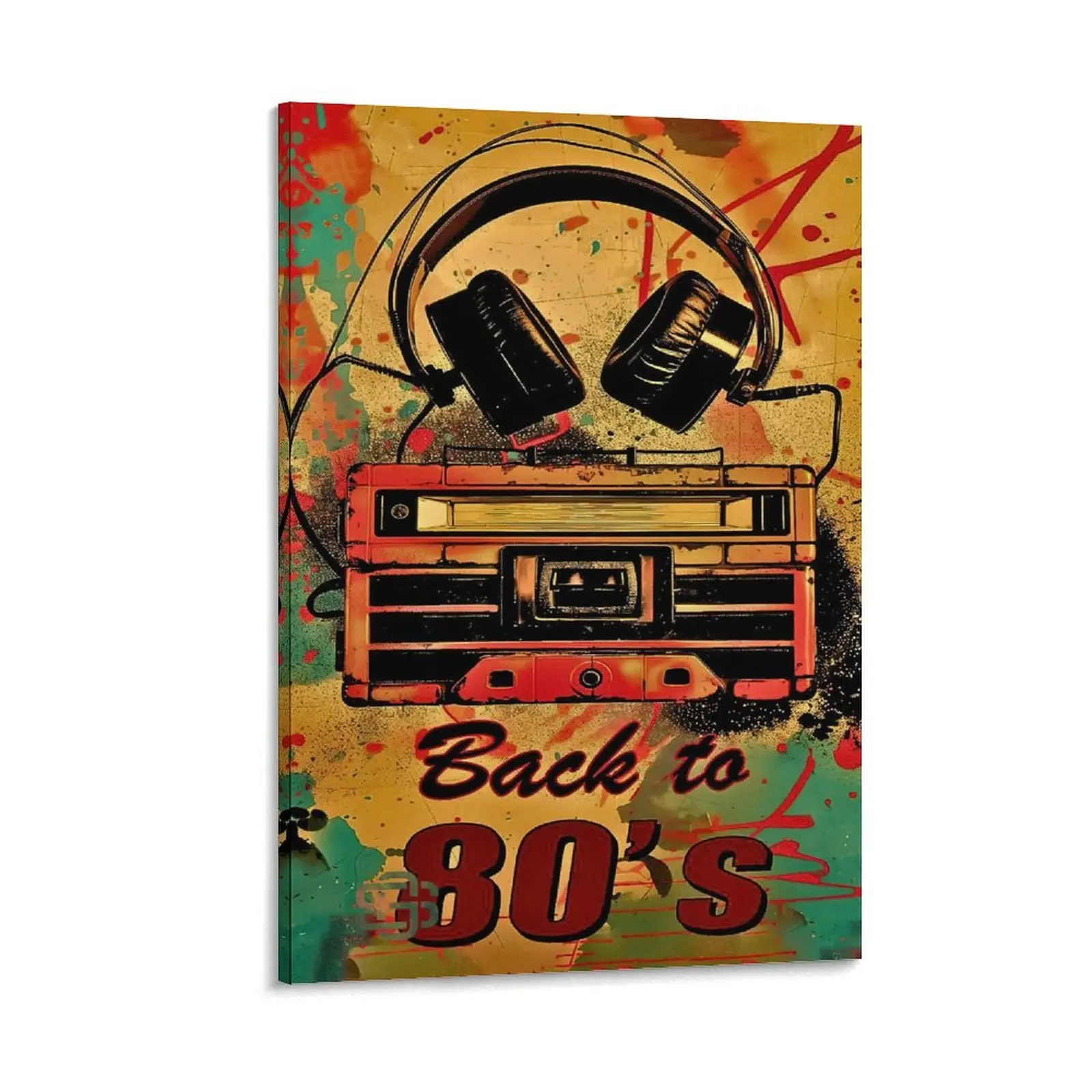 Back to 80s Canvas Painting Wall Art Poster, Retro Music Modern Decor for Living Room Bedroom Office, Vintage Style Artwork Gift for Music Lovers And Teens Canvas Poster Bedroom Decor Office Room Decor Gift Frames Ornaments Artistic Photo Decoration Print