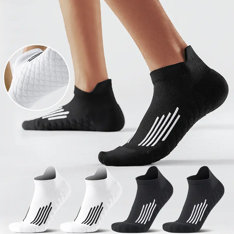 Men's Basics Anti-Slip Support Ankle Socks (6 Pairs, White) - Large XL, Breathable, Anti-Wear, Machine Wash for Running, Daily Commute