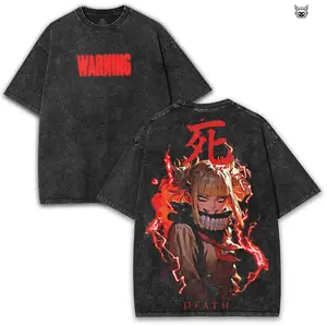 Himiko Toga My Hero Academia Oversized Washed Tee 260GSM with Psycho Death Flame Back Print | Collector Anime Drop Cotton Streetwear