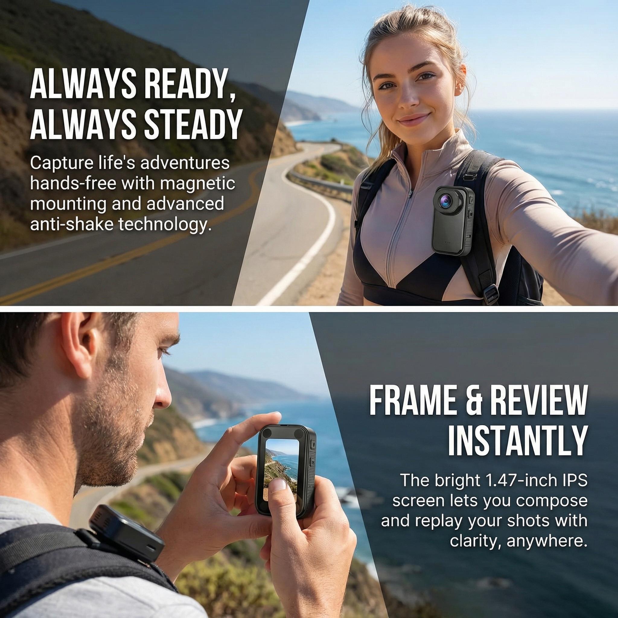 Micro Mini Camera 1080P HD Small Pocket Cam 1.47'' Screen Vintage Video Recorder Action Cam for Sports Travel Study Magnetic Wireless