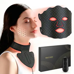 Red Light Therapy for Face & Neck, 7-Color LED Light Therapy Mask, 2600mAh Rechargeable Red Light Mask for Skin Care,With Adjustable Brightness & Timer, Suitable for Home or Travel Use