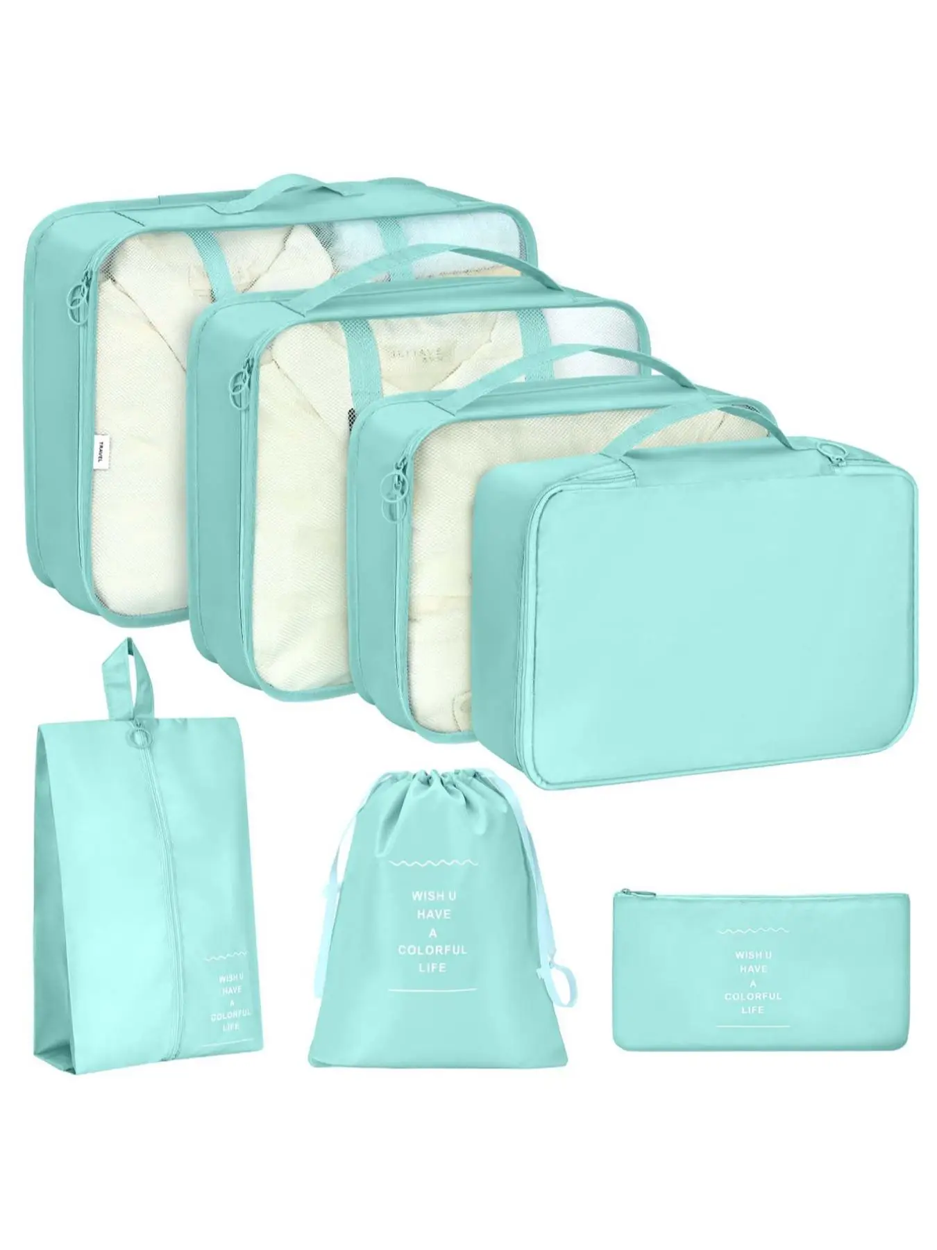 Portable Travel Storage Bag Set, Minimalist Travel Organizer Set, Zipper Clothes Storage Bag, Shoe Storage Bag, Underwear Storage Bag, Laundry Bag, Tr