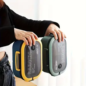 Double Layer Plastic Durable Lunch Box with Spoon & Fork, 1 Count Portable Large Capacity Food Storage Box with Lid, Food Storage Container for Home Office School Picnic