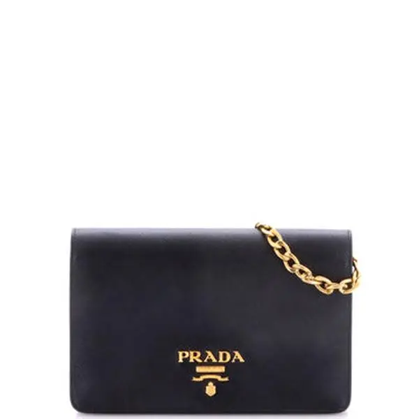 Pre-owned PRADA Leather Crossbody bags Chain Wallet Crossbody Saffiano Leather