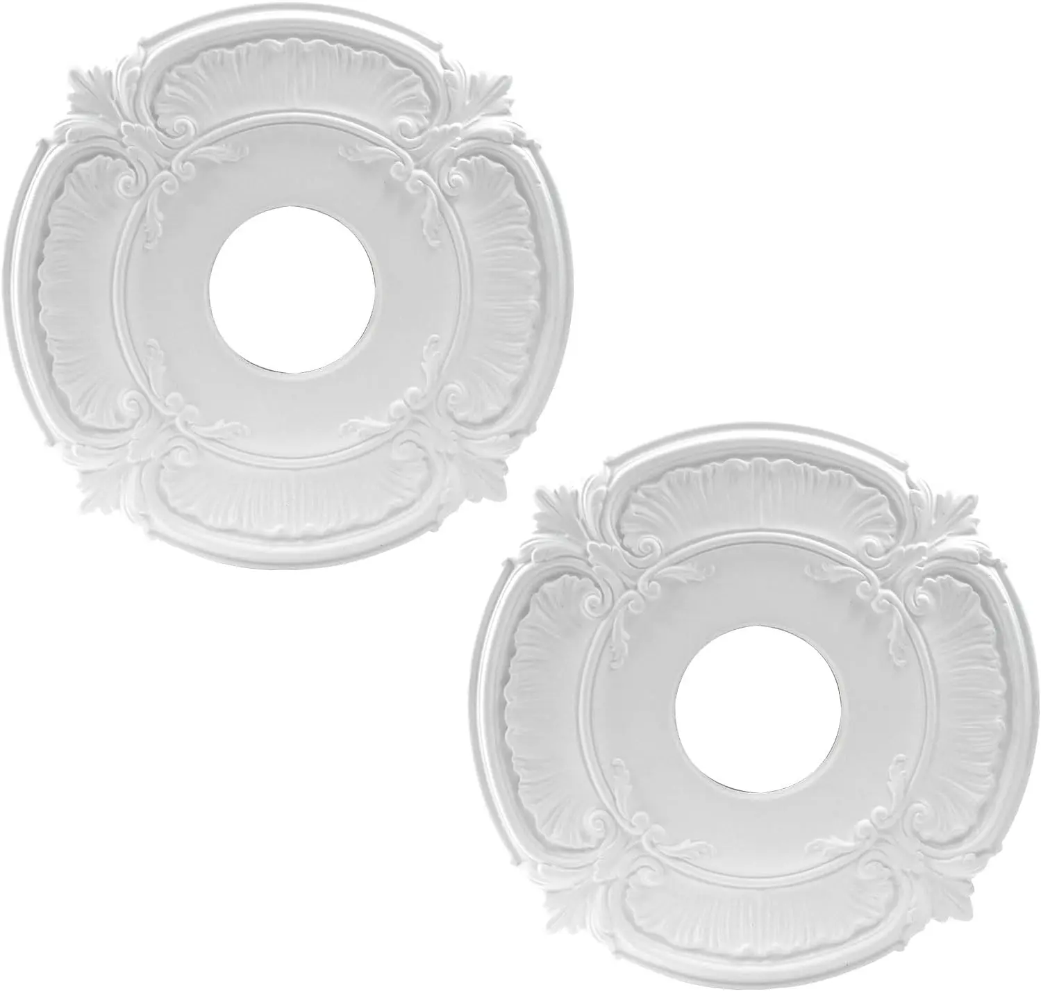2 Pack PU Ceiling Medallion for Chandeliers, 12 Inch OD x 3.5 Inch ID Chandelier Medallion Ceiling Fan Decorative Plate, White Home Lighting Ceiling Medallions Cover Plate for Light Trim