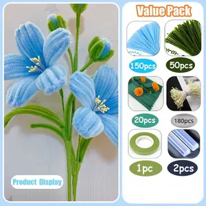 403-Piece Multi-Color Peony Lily Rose Pipe Cleaning Kit, Flower Material Set for DIY Crafts, Perfect for Mother's Day, Graduation, Valentine's Day, Artificial Flowers