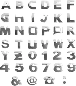 PCS Car Letters Emblem, Waterproof D Number & Symbol Auto Tailgate Badge Adhesive Decor, Weatherproof Rear Trunk Logo Sticker Alphabet Decal for Truck Sedan SUV