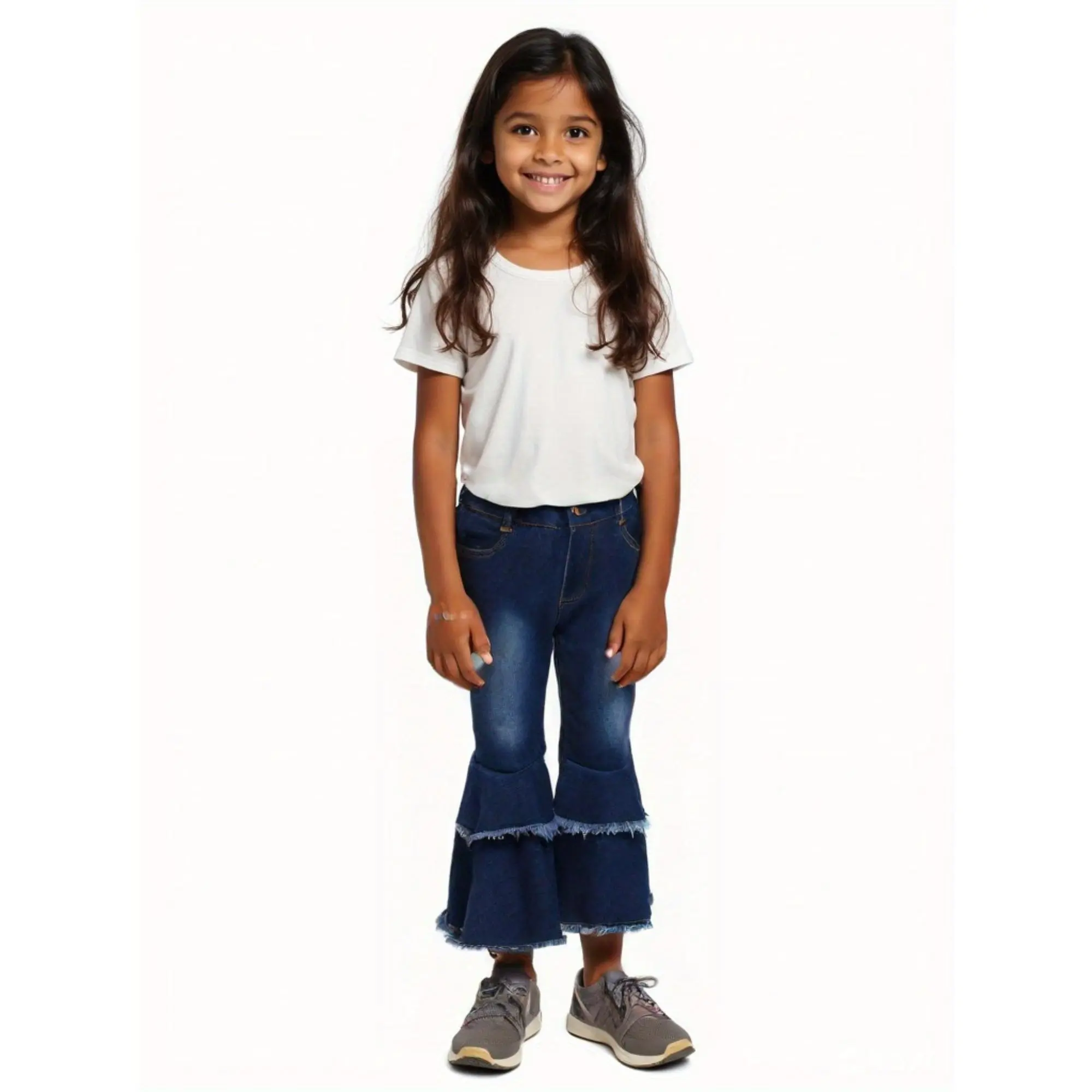 Baby Girls Bell-bottoms Long Pants Toddler Wide Leg Jeans High Waist Winter Flare Trousers Perfect for Outdoor 95% Cotton 5% Spandex Denim Solid Color Spring Fall Casual Regular Fit