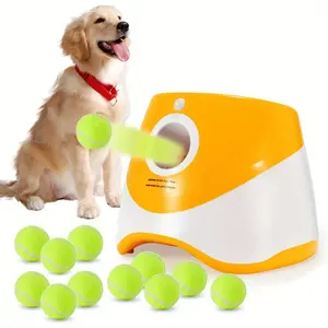 Automatic Dog Ball Launcher, with 3PCS Tennis Ball 3 Adjustable Distances Settings, Rechargeable Ball Launcher for Dogs, Interacive Dog Toys Thrower Machine Perfect for Small Dogs