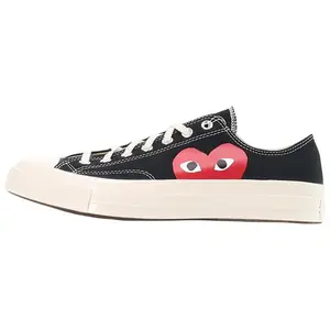 Comme des Garçons Play x Chuck 70 Low 'Black' 2015 - Round Toe Laces All Seasons Sports Shoes Trainer Casual Athletic Running Closed Boy Sneaker Sneaker
