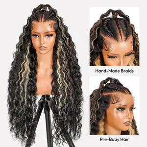 Ali Pearl Hair Highlight New Stylist Wig 13×6 Lace Frontal Human Hair Deep Wave Wig Pre Cut Lace Pre Braided Pre Plucked Hairline Wig FallFreshness