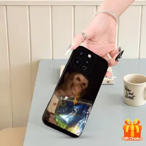 Renaissance monkey black iPhone 16e/15/14/13/12/11/8/7X XS XR Plus Pro Max case, with lens protection hole, high-quality fashionable holiday/birthday gift for girlfriends, boyfriends, women, men, husbands, wives, friendsfor Samsung S25