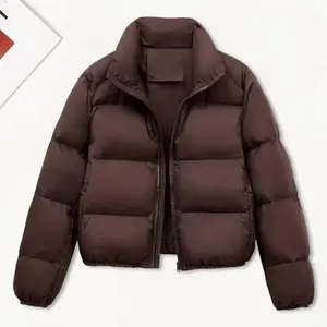 Winter Women Parkas Stand Collar Neck Zipper Closure Coat Long Sleeves Windproof Heat Retention Padded Down Coat Casual Sports Jacket Technical Jacket(Raincoats)