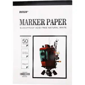 Premium 50 Sheets Sketch Marker Paper Pad, Bleedproof Artist Drawing Paper, 8.27 x 11.69 Inch