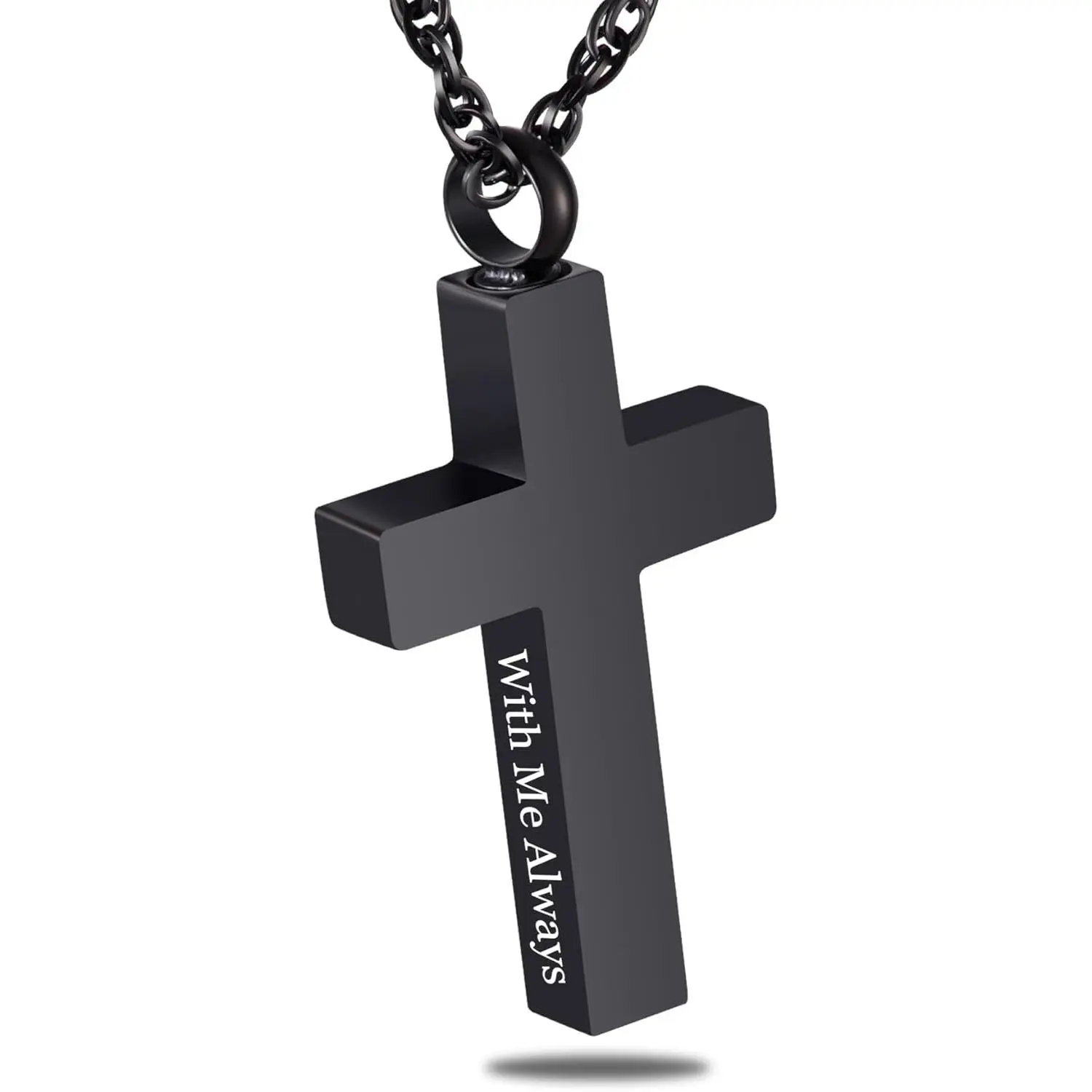 Cremation Cross Necklace for Ashes Cross Urns Locket Pendant Ashes Holder Stainless Steel Memorial Jewelry-With Me Always