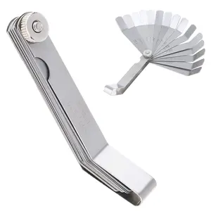 Offset Feeler Gauge Set with 16 Blades, Standard Metric Offset Valve Feeler Gauge for Measuring Gap Width/Thickness 0.05mm - 1.0mm