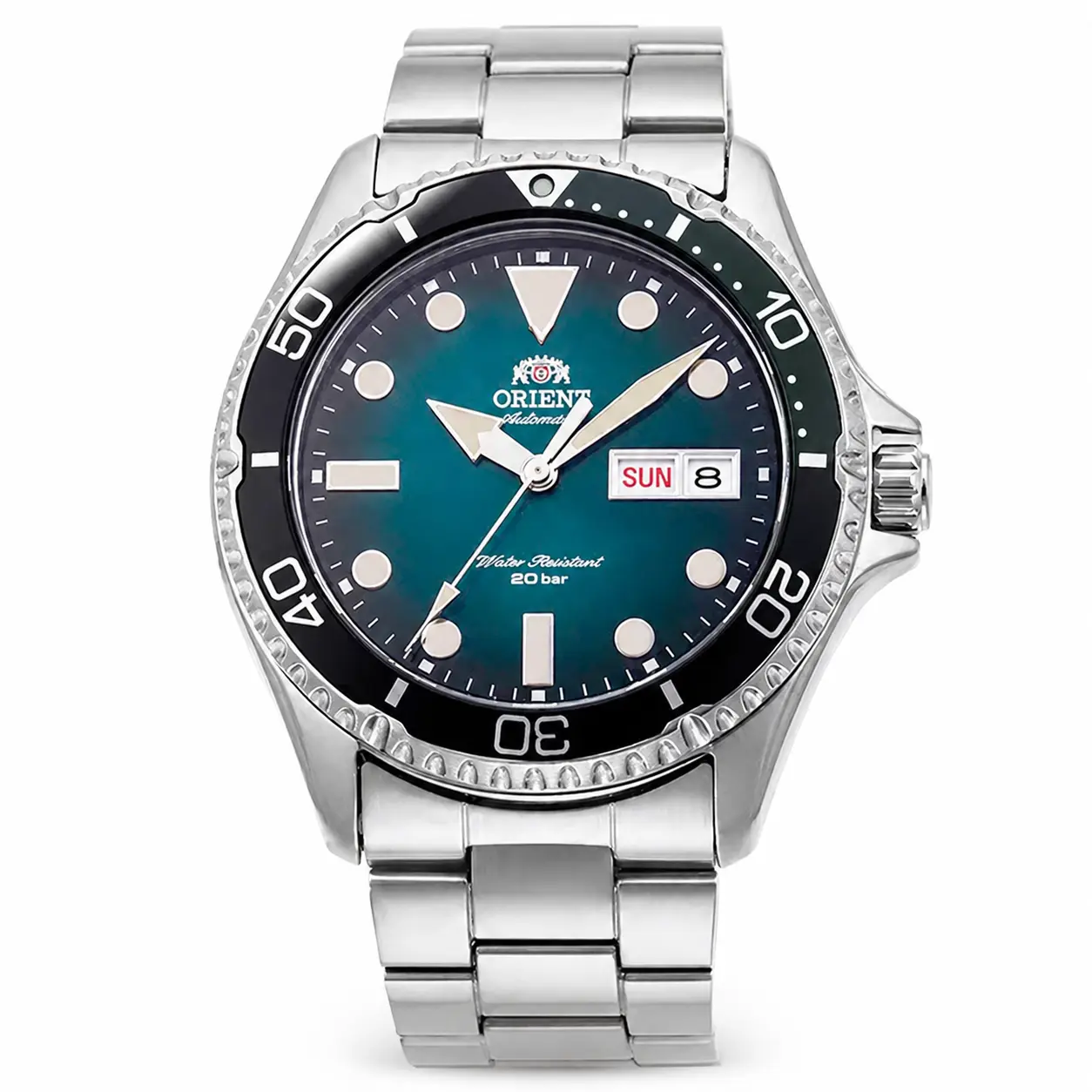 HogarSimple   Men's Automatic Diver Watch, Green Gradient Dial, Black Rotating Bezel, 200m Water