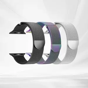 3 Piece Mesh Metal Watch Band Smart Watch Straps Compatible with Apple Watch Series 1-11, Stainless Steel Magnetic Buckle, Fits 38mm-49mm, Unisex