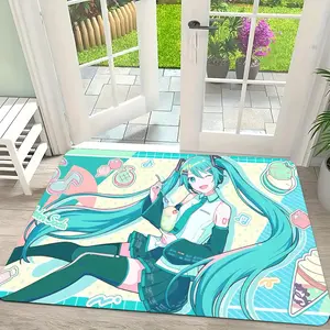 Singer Hatsune Miku Floor Mat Soft Thick Rugs Flannel Rug Ultra Soft, High Water Absorbent & Hypoallergenic, Machine Washable HD Custom Printed Non-Slip Floor Mat for Bathroom, Kitchen Bedroom