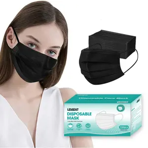 100 Pcs Disposable Face Masks, 3 Ply Black Safety Mask, Non-Woven Elastic Ear Loops, Adult Breathable Coverall Mask for Indoor Outdoor Home Office Travel, Bulk Pack