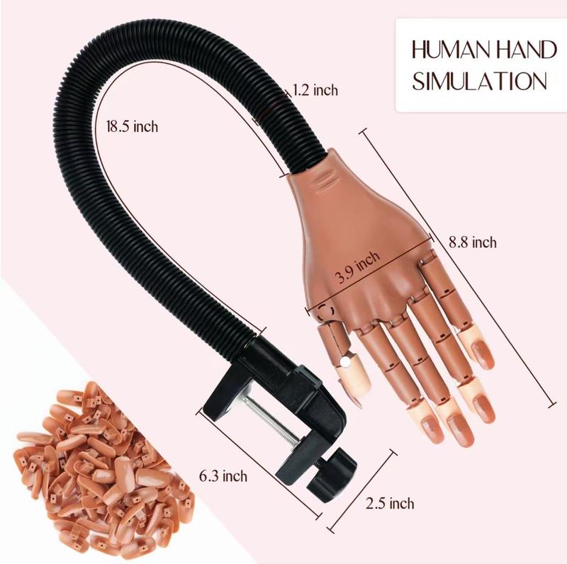 Practice Hands Kit for Acrylic Nail, Removable Nail Model Hands, Manicure Hands for Beginners to Practice, Comes with 200 Nails