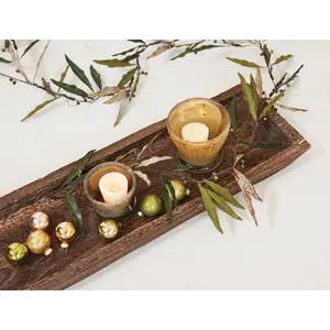 Decorative Paulownia Wood Rectangular Tray, Walnut Finish