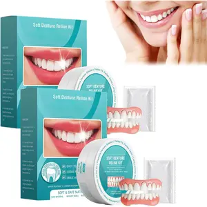 2PCS Minceetbien Dentures, Minceetbien Silicone Reline Denture Set, Adjustable Snap-in Dentures,Upper and Lower Denture Kit, for Any Mouth Shape