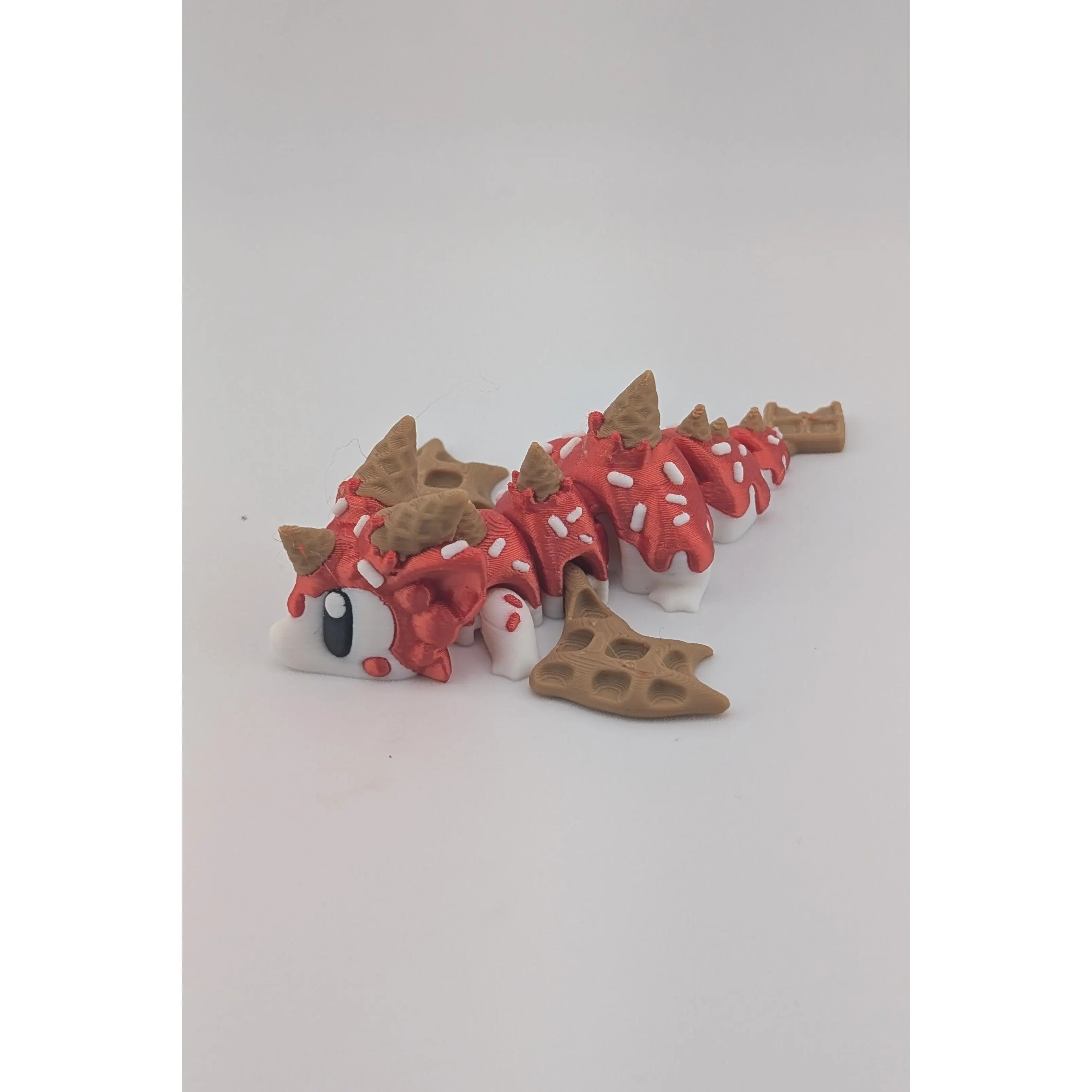 Mini Waffle Cone Flexi Dragon — 4.25" Sweet Spunky Fantasy Dessert Aesthetic Collectible with Waffle Cone Wings Tail and Horns