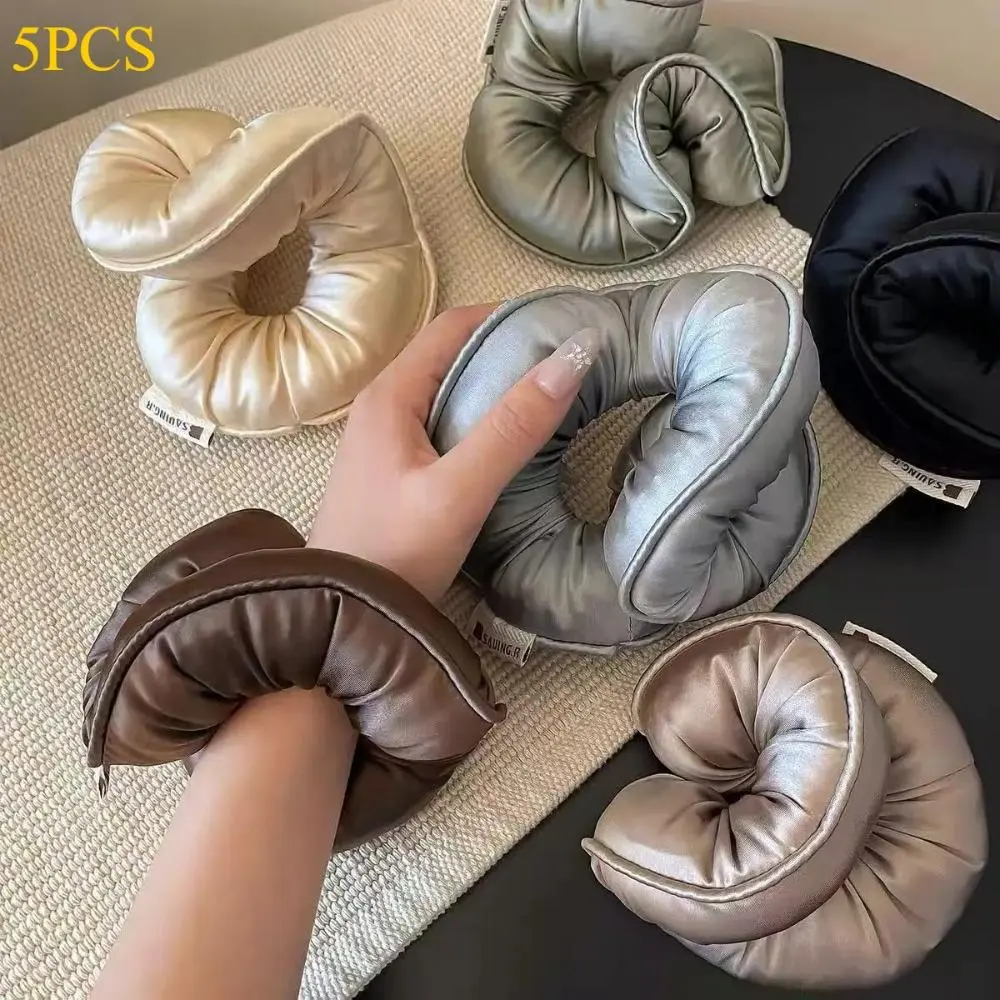 Women's Solid Color Hair Scrunchie Set Pack - 5pcs/7pcs Elastic Band Satin Hair Ties, Crease-Free Soft Cotton Sponge Ponytail Holders, Sleep-Safe Curling Bands for Adults' Daily Use