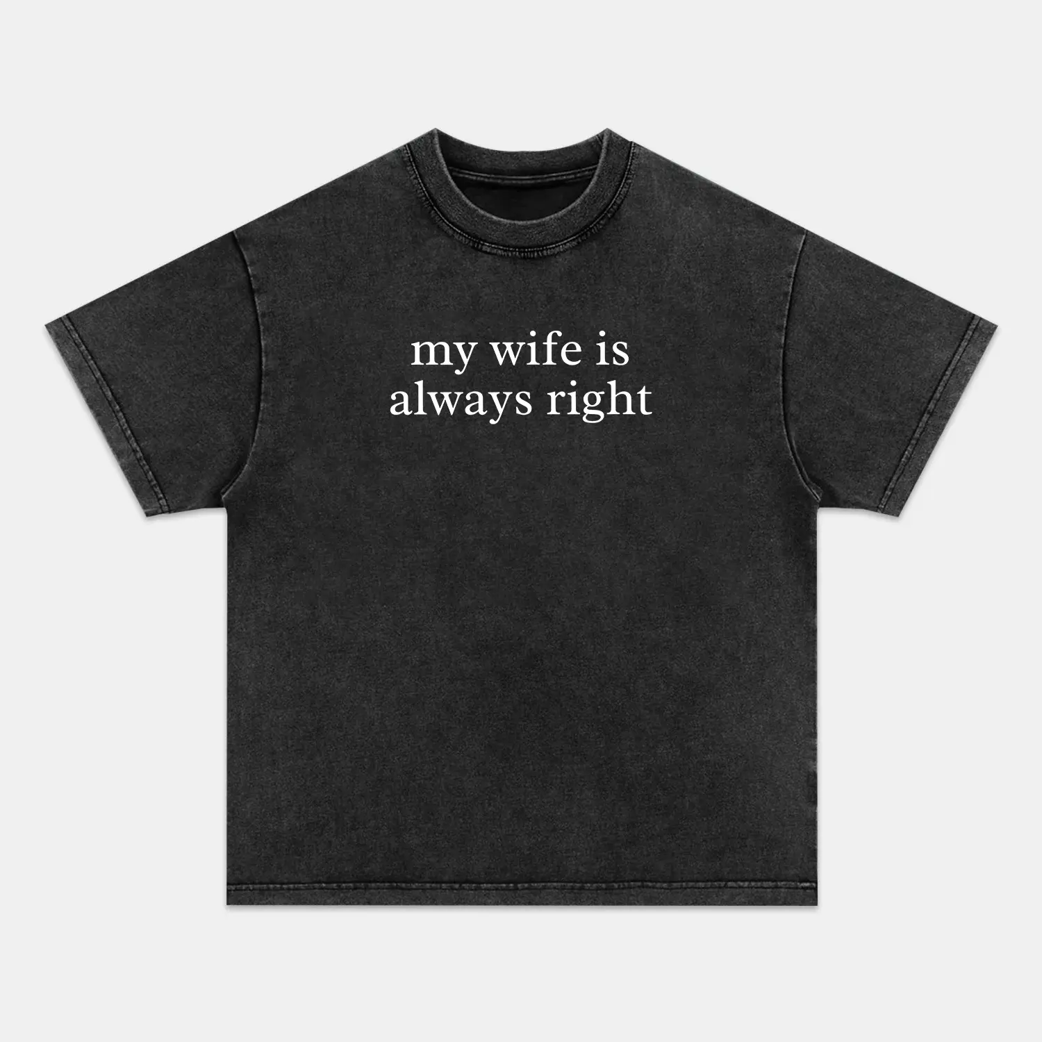 My Wife Is Always Right T-shirt, Unisex Vintage Crew Neck Regular Fit Cotton Fabric Casual Comfort Breathable Short Sleeve Funny T-shirts Fashion Men&Women's Top for Streetwear 122404
