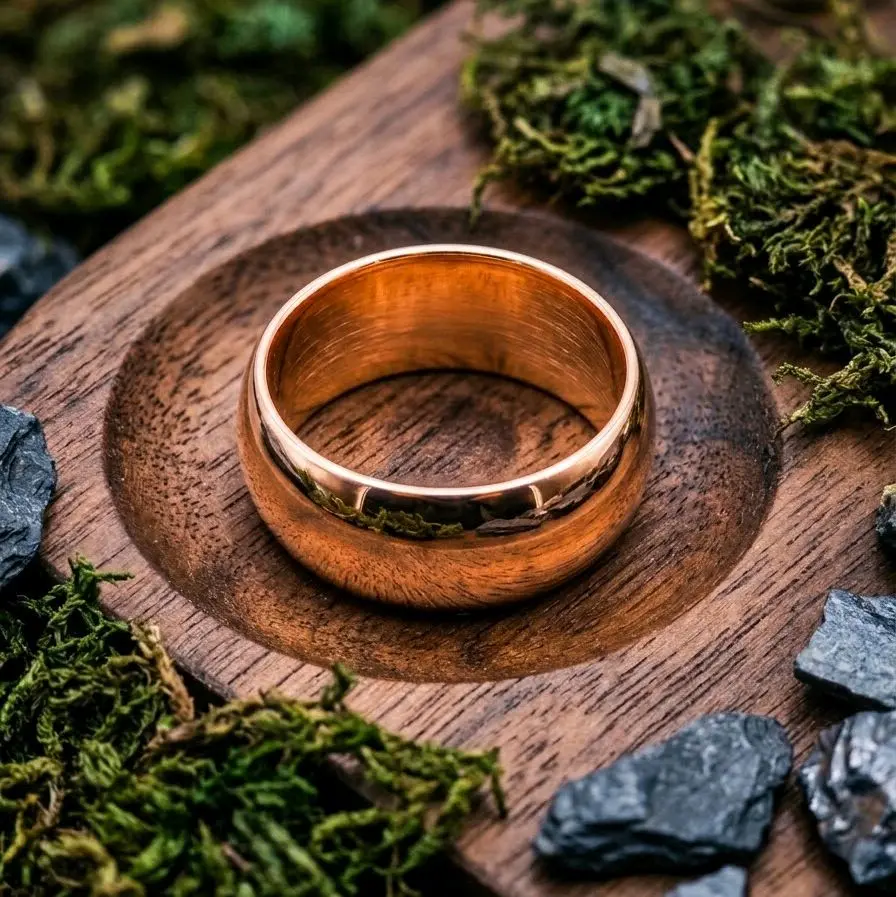 Domed Shiny copper Ring Magnetic and Non -Magnetic