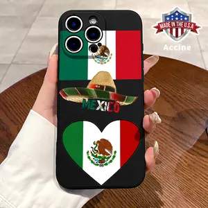 Mexican Pride Emblem Phone Case for iPhone 15 Pro 16 16e 14 Plus 13 12 Mini 11 Promax X XS Max XR XSMax Liquid Silicone TPU Anti-Fall Ultra Slim Soft Bumper Cover for Boy