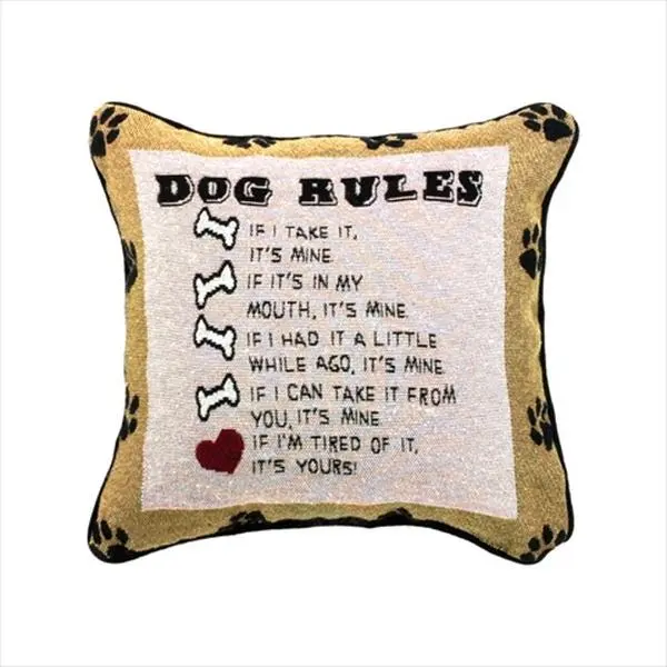 212 MAIN TPDLAW Dog Laws Tapestry Word Pillow - Jacquard Weave Indoor/Outdoor Cushion, 12.5x12.5in Recycled Poly Blend Fill Home Decorative Outdoor Cushion, Outdoor Cushions, Home Decorative Cushion