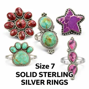 Size 7 Solid .925 Sterling Silver Rings