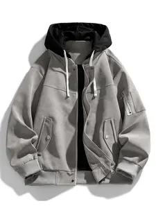Men's Jacket Autumn And Winter American Style Fashion Versatile Fake Two-Piece Hooded Jacket