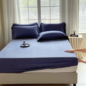 3pcs Bamboo Fiber Bedding Set, Includes Fitted Sheet & Pillowcases, All-Season Use, Bedroom Decor