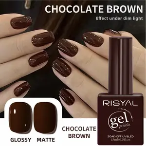 Risyal Coffee Nail Polish, High Saturation, Long-Lasting, Alcohol-Free Formula, Suitable for DIY and Salon Use, UV/LED Gel