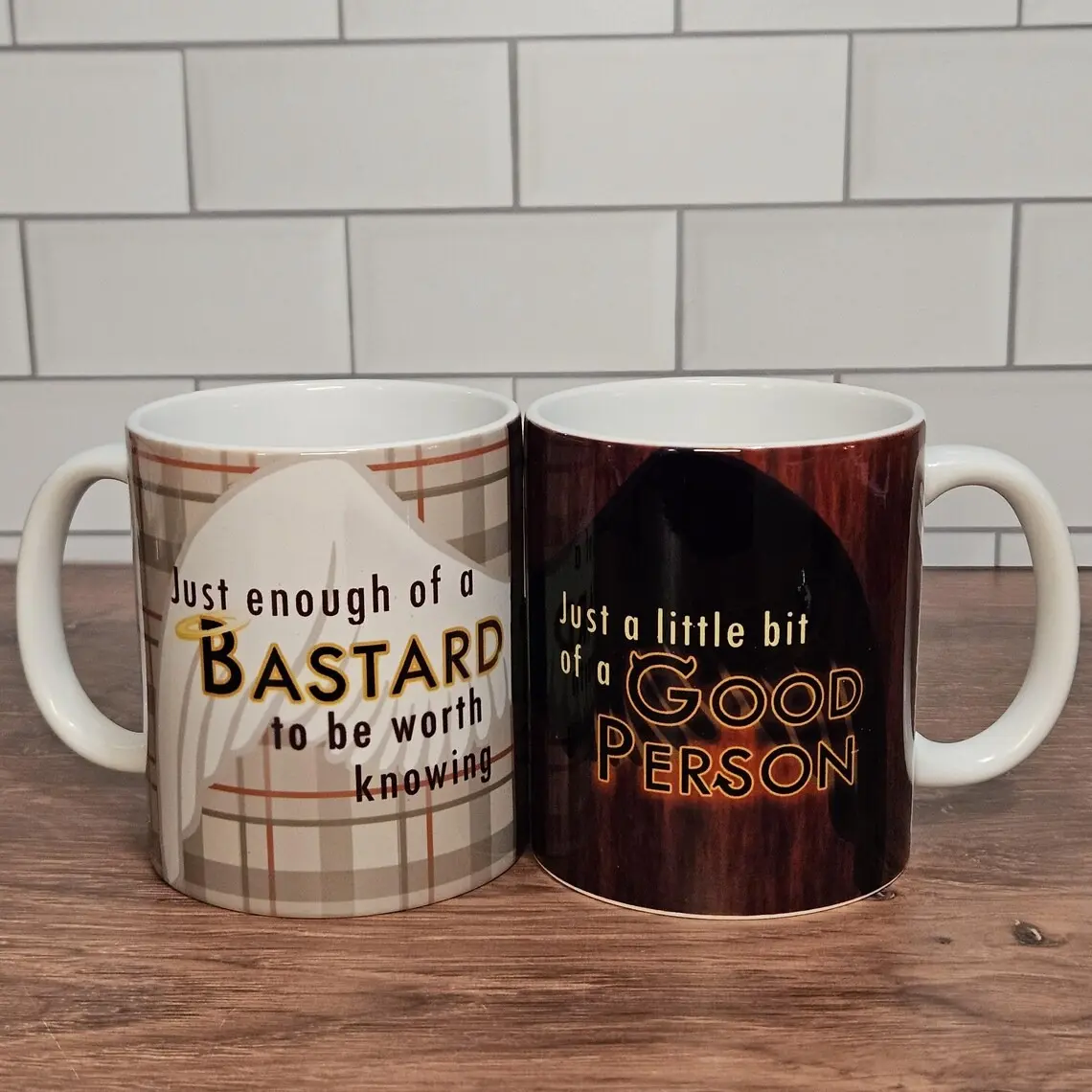 Good Omens Good Person/Bastard Mug, Aziraphale & Crowley Couple Accent, Angel and Demon Coffee Cup, LGBT Gift, Pride Month Merch