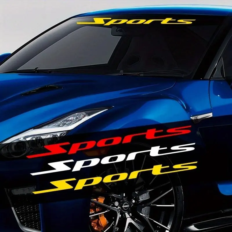 SPORTS front and rear windshield decals, reflective sunshade decals with lettering, racing decals SPORTS front and rear windshield decals, reflective sunshade decals with lettering, racing decals
